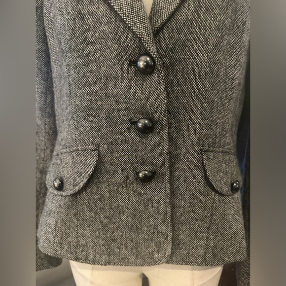 Vintage equestrian style tweed wool blend blazer - Picture 3 of 6